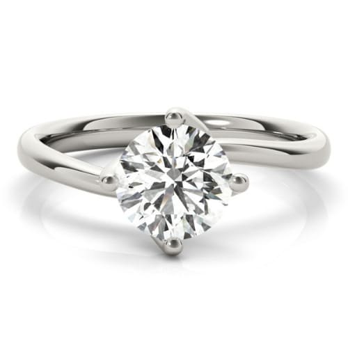 0.1 Ct Natural Round Cut Nyaja  Solitaire Diamond Rings in 14K White Gold