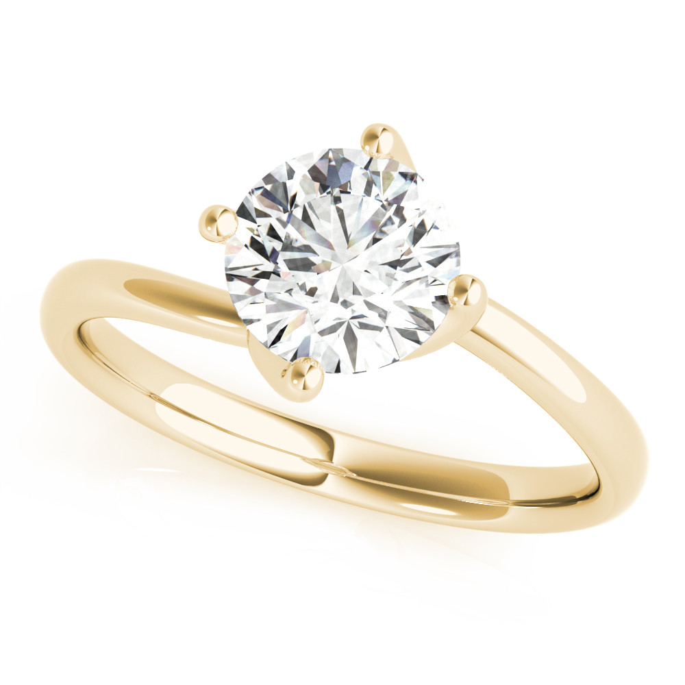 0.1 Ct Natural Round Cut Nyaja  Solitaire Diamond Rings in 14K White Gold