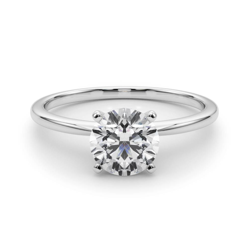 0.1 Ct Natural Round Cut Mahogany  Classic Solitaire Engagement Diamond Rings in Silver 925