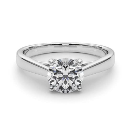 0.1 Ct Lab-Created Round Cut Magdalene  Solitaire Diamond Rings in Silver 925