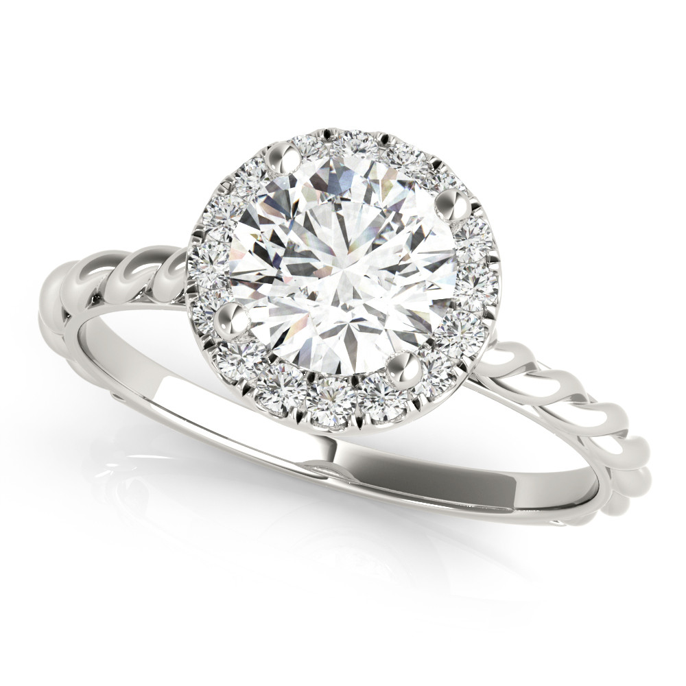 0.2 Ct Natural Round Cut Kiyah Halo Diamond Rings in Silver 925