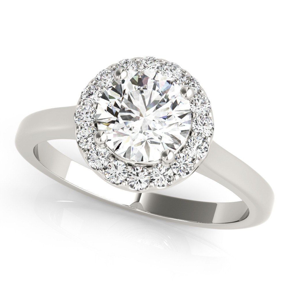 0.2 Ct Natural Round Cut Litzy Halo Diamond Rings in Silver 925