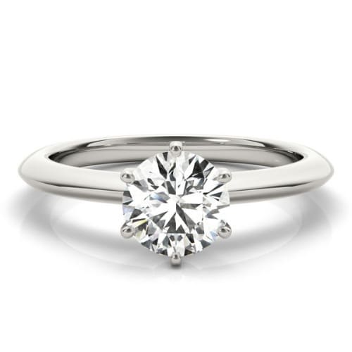 0.1 Ct Natural Round Cut Maryann  Solitaire Diamond Rings in 14K White Gold