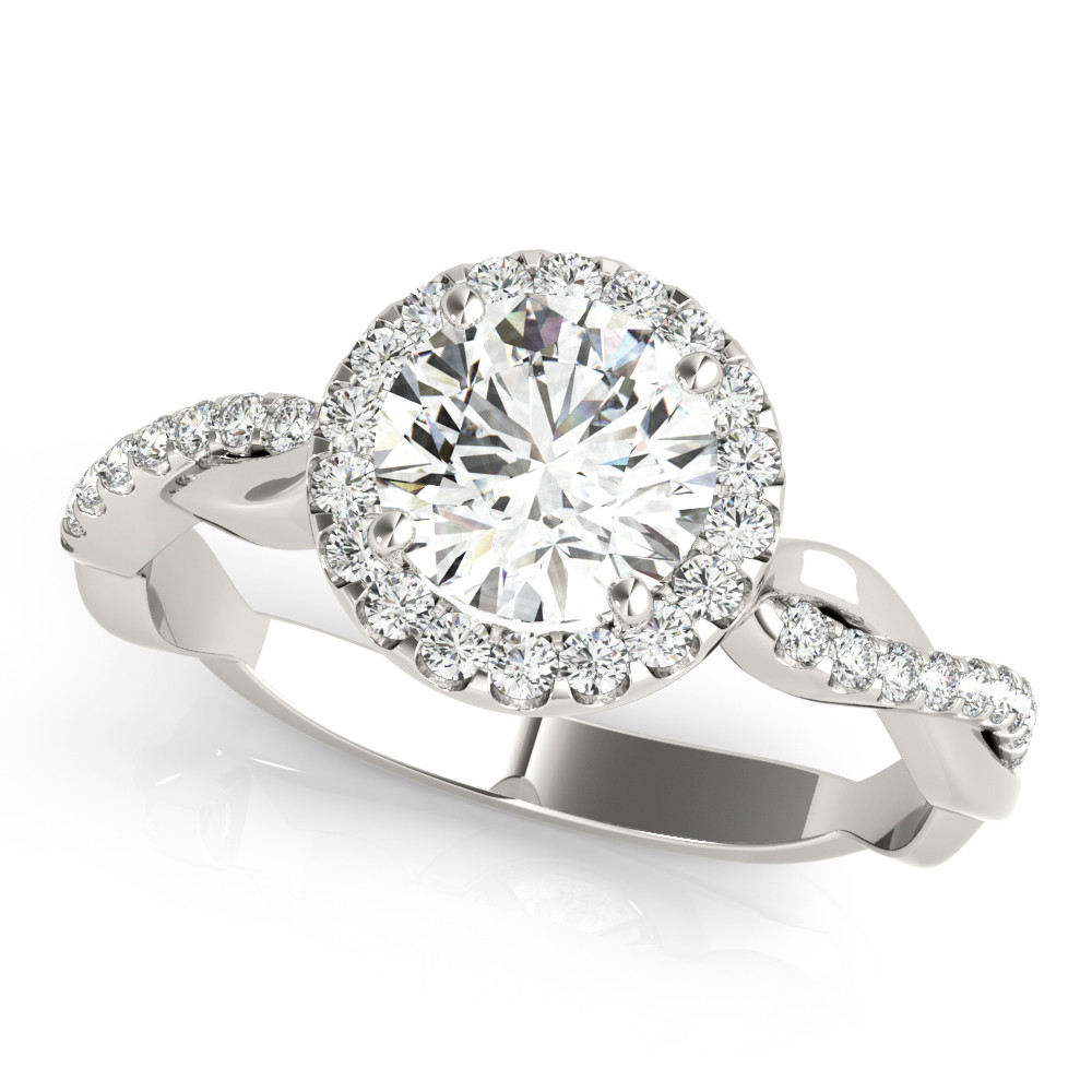0.2 Ct Natural Round Cut Jahzara Halo Diamond Rings in Silver 925