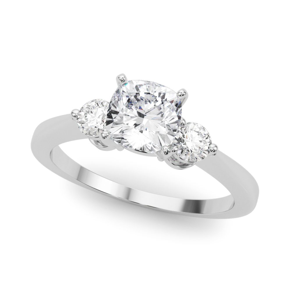 0.3 Ct Lab-Created Diamond Cushion Cut Wilona  Trilogy Engagement Rings in Silver 925