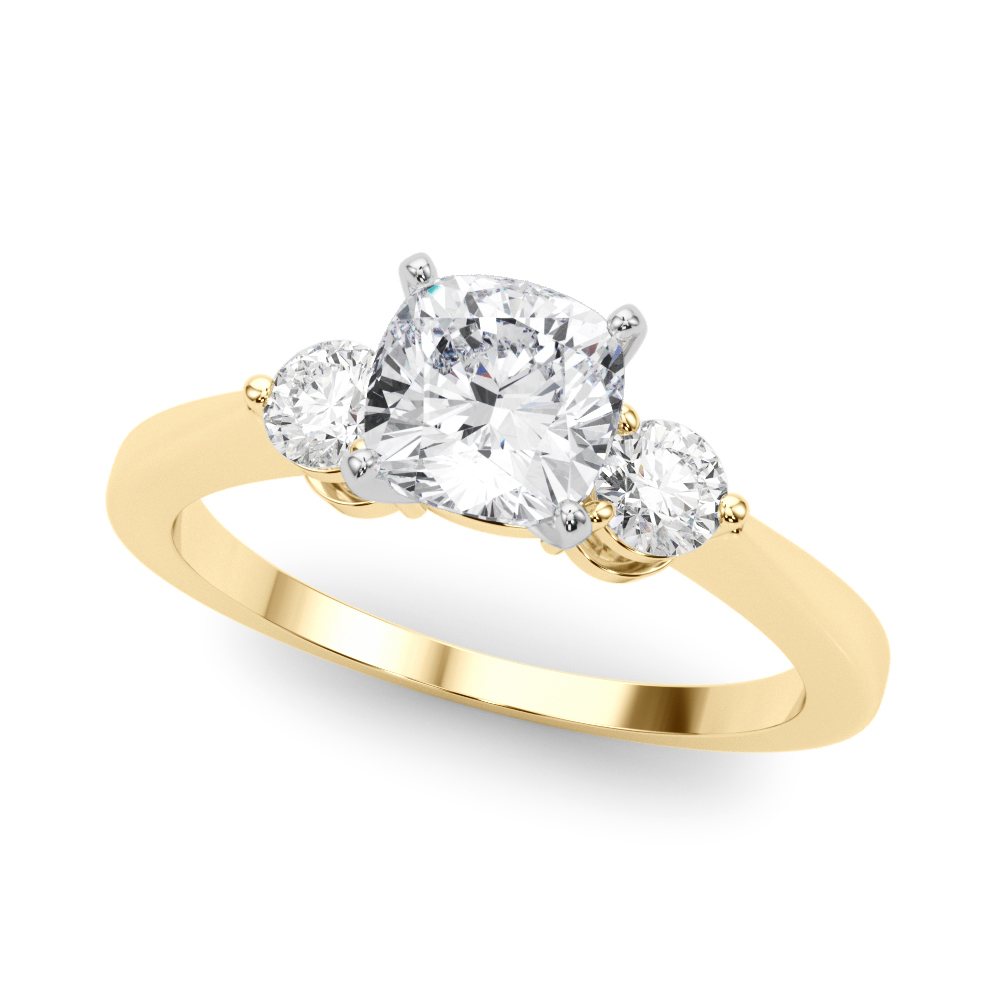 0.3 Ct Lab Grown Diamond Cushion Cut Wilona  Trilogy Engagement Rings in Silver 925