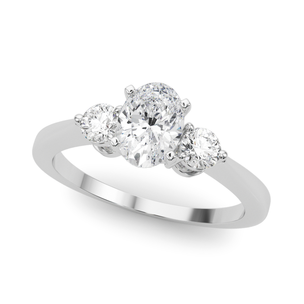 0.2 Ct Lab-Created Diamond Oval Cut Wakanda  Trilogy Engagement Rings in Silver 925