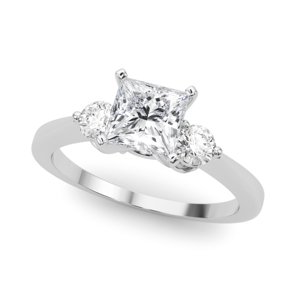 0.2 Ct Lab-Created Diamond Princess Cut Walita  Trilogy Engagement Rings in Silver 925