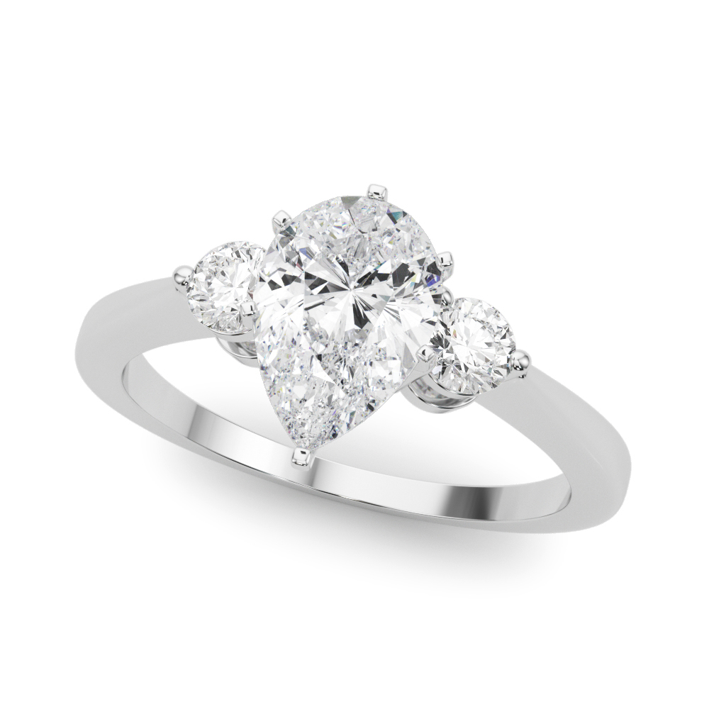 0.2 Ct Lab-Created Diamond Pear Cut Yareli  Trilogy Engagement Rings in Silver 925