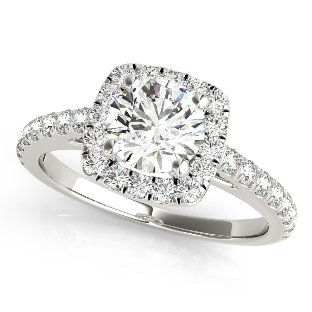 0.2 Ct Natural Round Cut Krisha Halo Diamond Rings in Silver 925