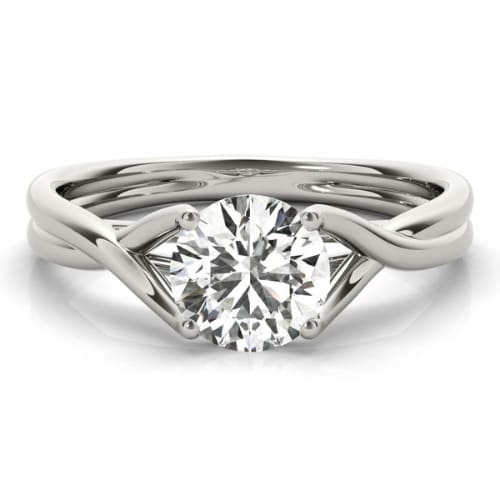 0.1 Ct Natural Round Cut Maizy  Solitaire Diamond Rings in 14K White Gold