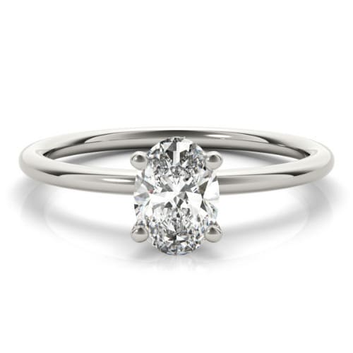 0.1 Ct Lab-Created Diamond Oval Cut Nalyssa  Classic Solitaire Engagement Rings in Silver 925