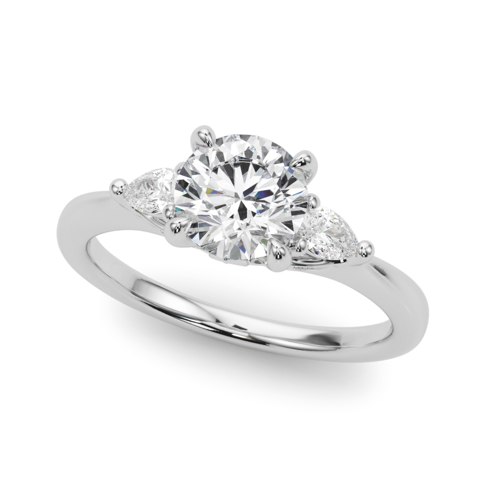 0.2 Ct Natural Diamond Round Cut Yulia  Trilogy Engagement Rings in Silver 925