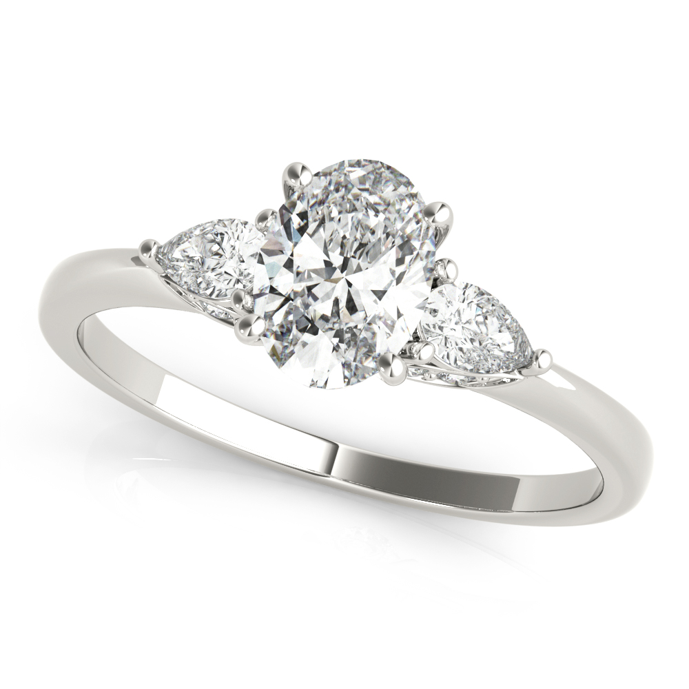 0.2 Ct Lab-Created Diamond Oval Cut Venia  Trilogy Engagement Rings in Silver 925