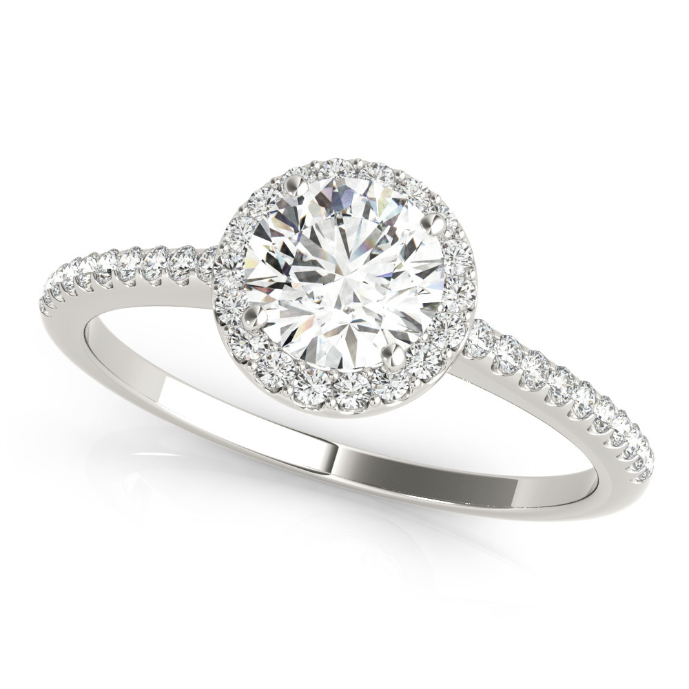 0.2 Ct Natural Round Cut Liya Halo Diamond Rings in Silver 925
