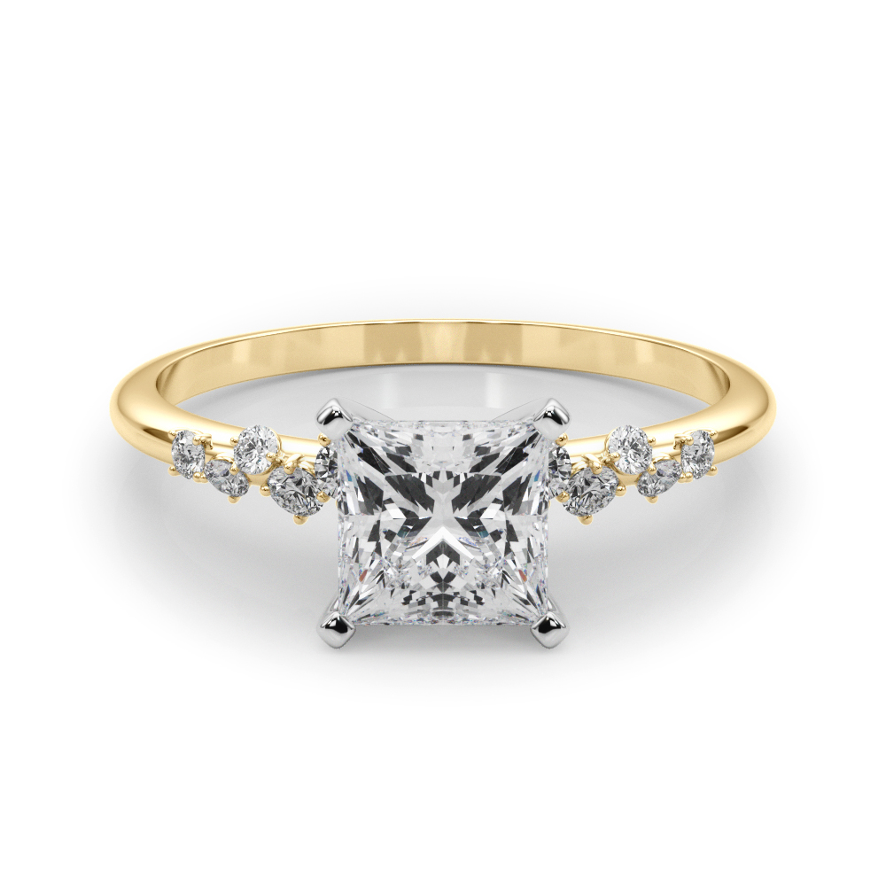 SunshineDiamonds Side Stone Engagement Rings in 9K Yellow Gold and 0.50 Carat Lab Grown Diamond