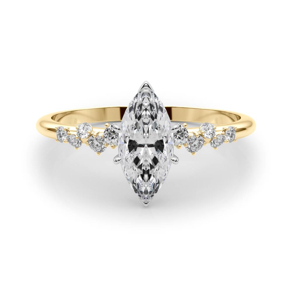 0.2 Ct Natural Diamond Marquise Cut Zeno  Side Stone Engagement Rings in Silver 925