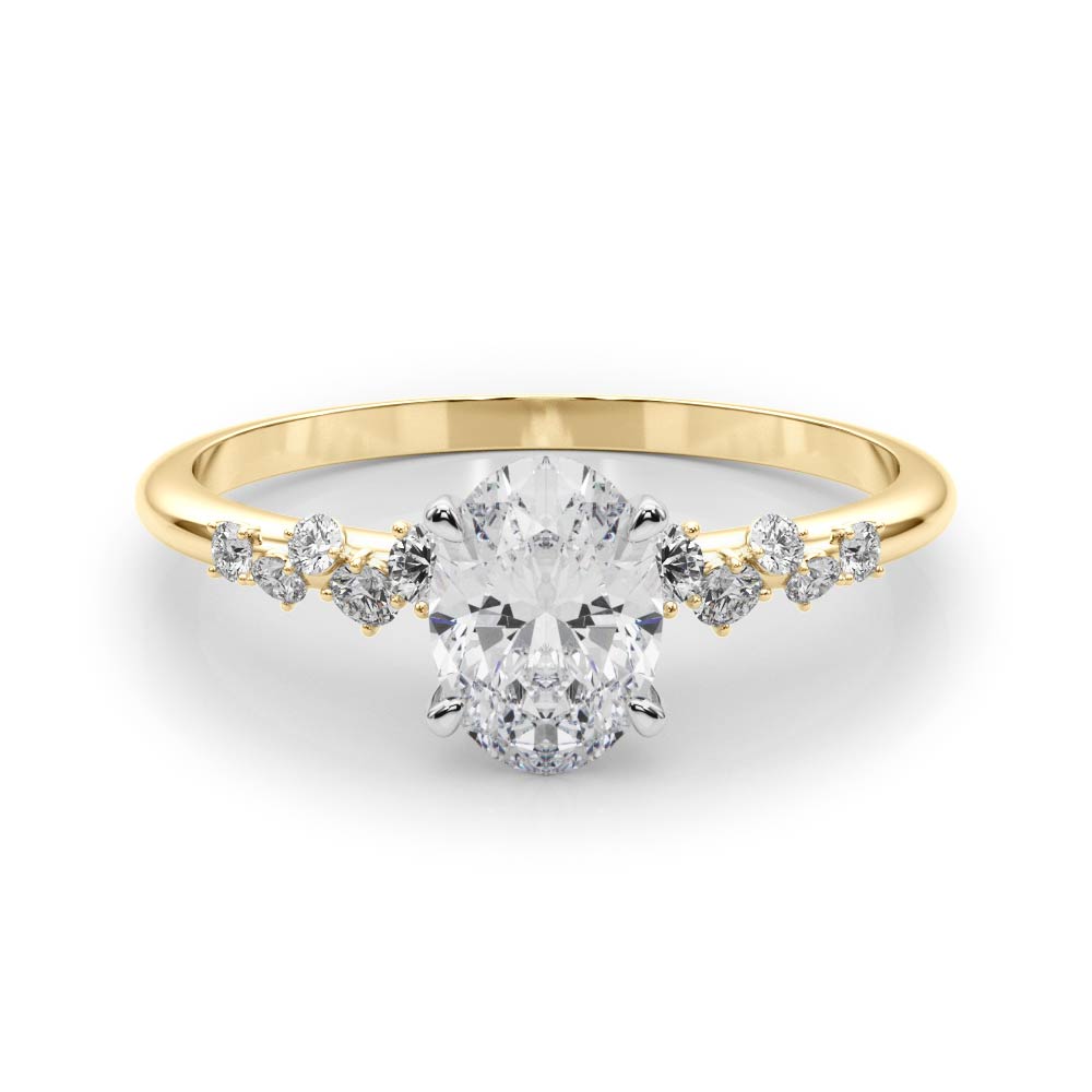 SunshineDiamonds Side Stone Engagement Rings in 9K Yellow Gold and 3.00 Carat Natural Diamond