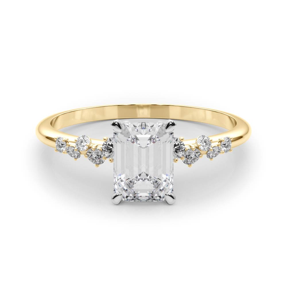 SunshineDiamonds Side Stone Engagement Rings in 9K Yellow Gold and 0.50 Carat Lab Grown Diamond
