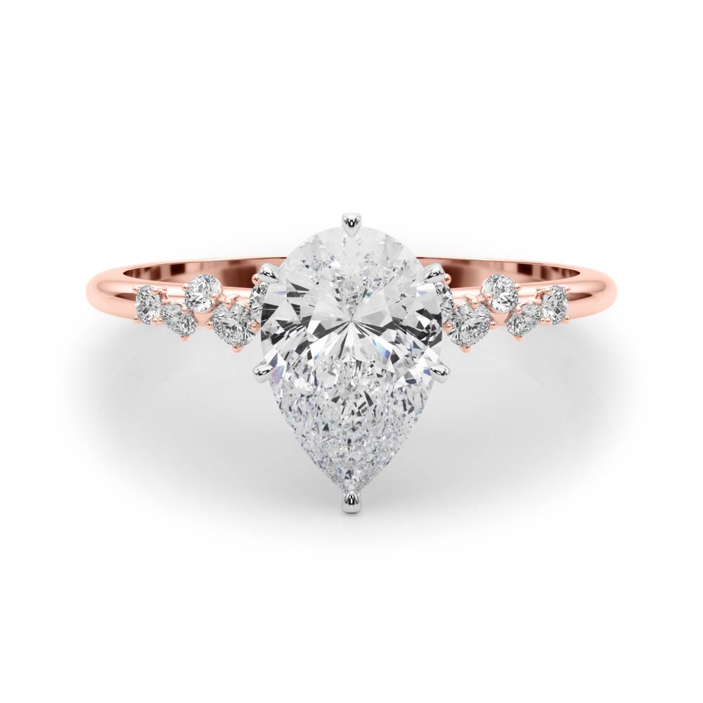 SunshineDiamonds Side Stone Engagement Rings in 9K Rose Gold and 0.50 Carat Lab Grown Diamond