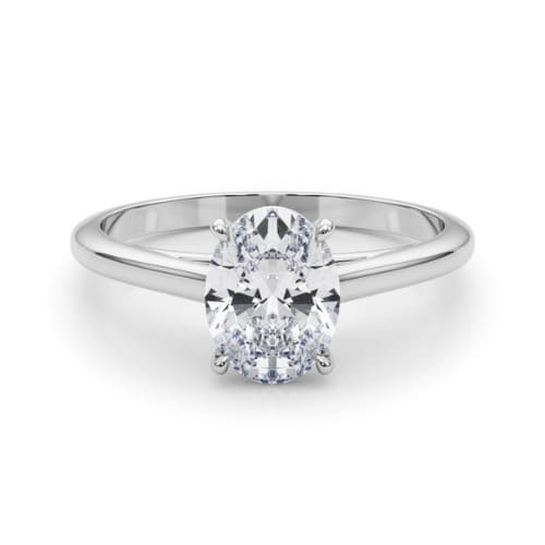 0.1 Ct Lab-Created Diamond Oval Cut Nacelle  Classic Solitaire Engagement Rings in Silver 925