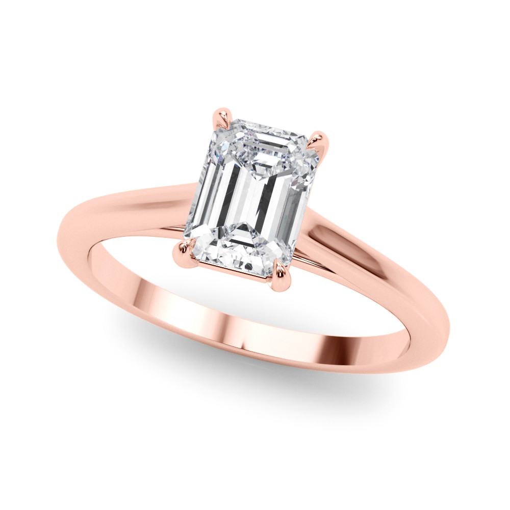 0.2 Ct Natural Emerald Cut Nadalyne Diamond Solitaire Rings in Silver 925
