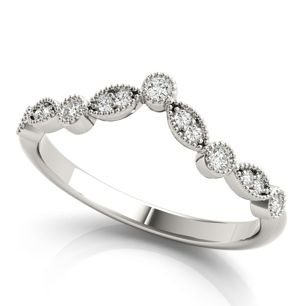 Ella Natural Diamond Platinum Milgrain Setting Shaped Women's Wedding Ring