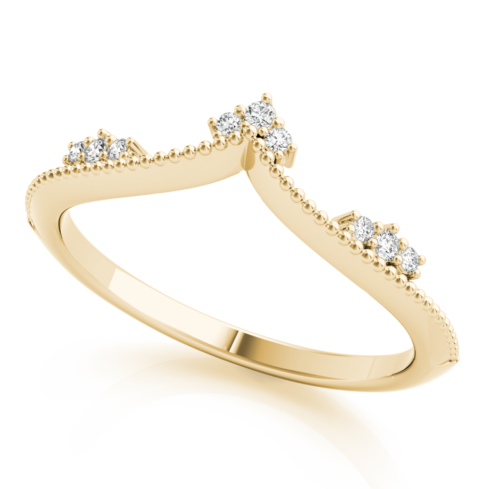 Xara Natural Diamond Yellow Gold Prong Setting Shaped Women's Wedding Ring