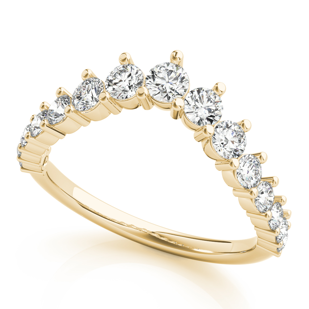 Xitlaly Natural Diamond Yellow Gold Prong Setting Shaped Women's Wedding Ring