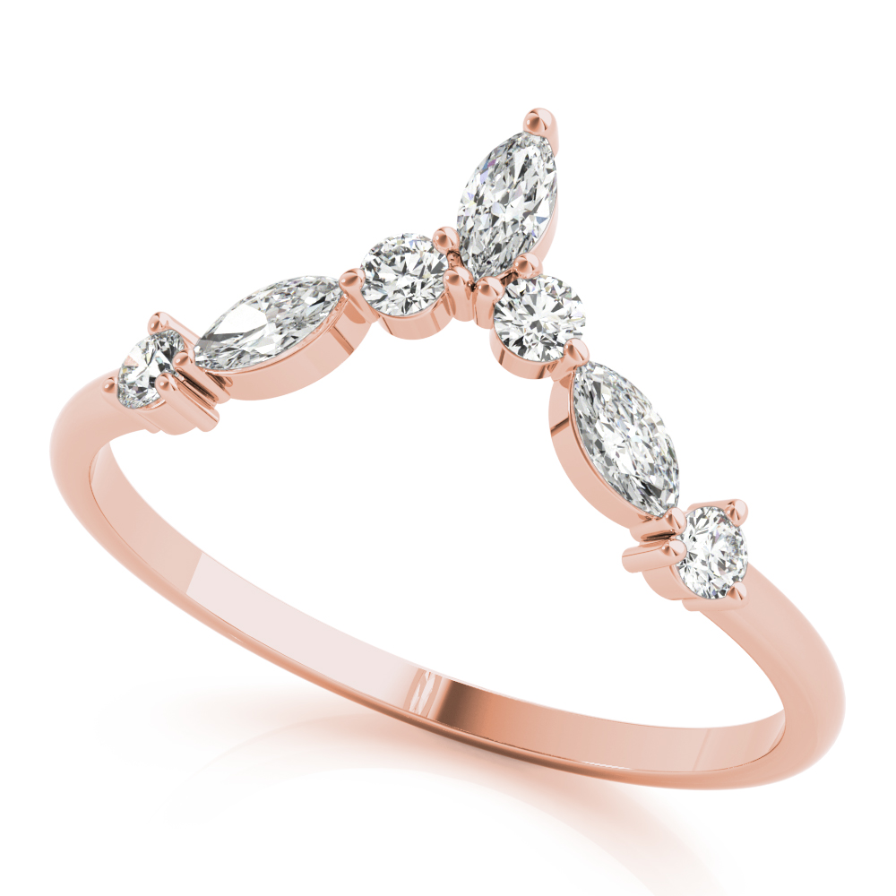 Xolani Natural Diamond Rose Gold Prong Setting Shaped Women's Wedding Ring