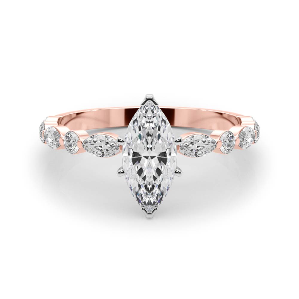 0.2 Ct Lab-Created Diamond Marquise Cut Serin  Side Stone Engagement Rings in Silver 925
