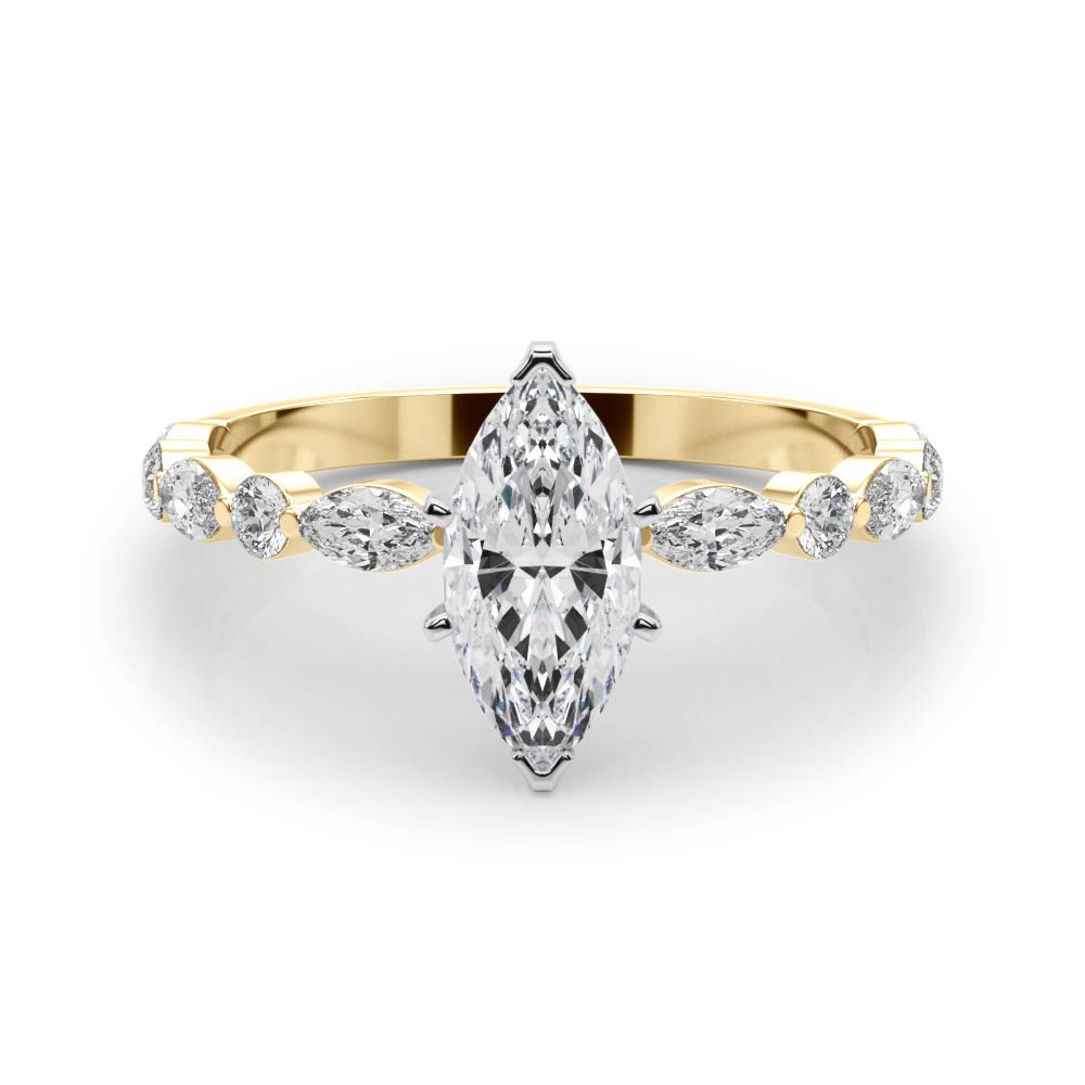 0.2 Ct Lab Grown Diamond Marquise Cut Serin  Side Stone Engagement Rings in Silver 925