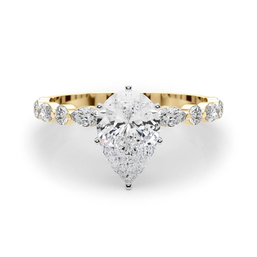 0.2 Ct Lab-Created Diamond Pear Cut Serin  Side Stone Engagement Rings in Silver 925
