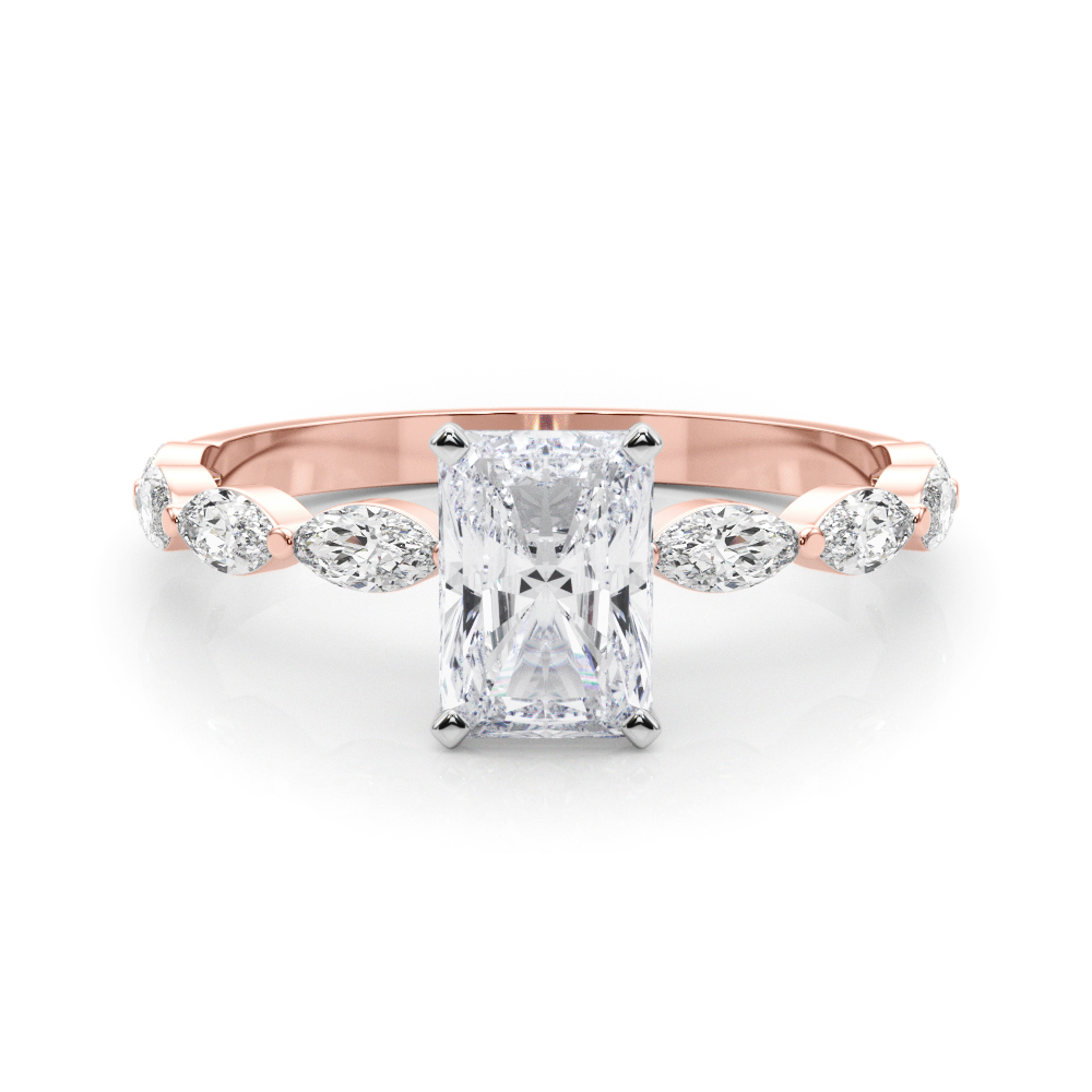 0.2 Ct Lab-Created Diamond Radiant Cut Serin  Side Stone Engagement Rings in Silver 925