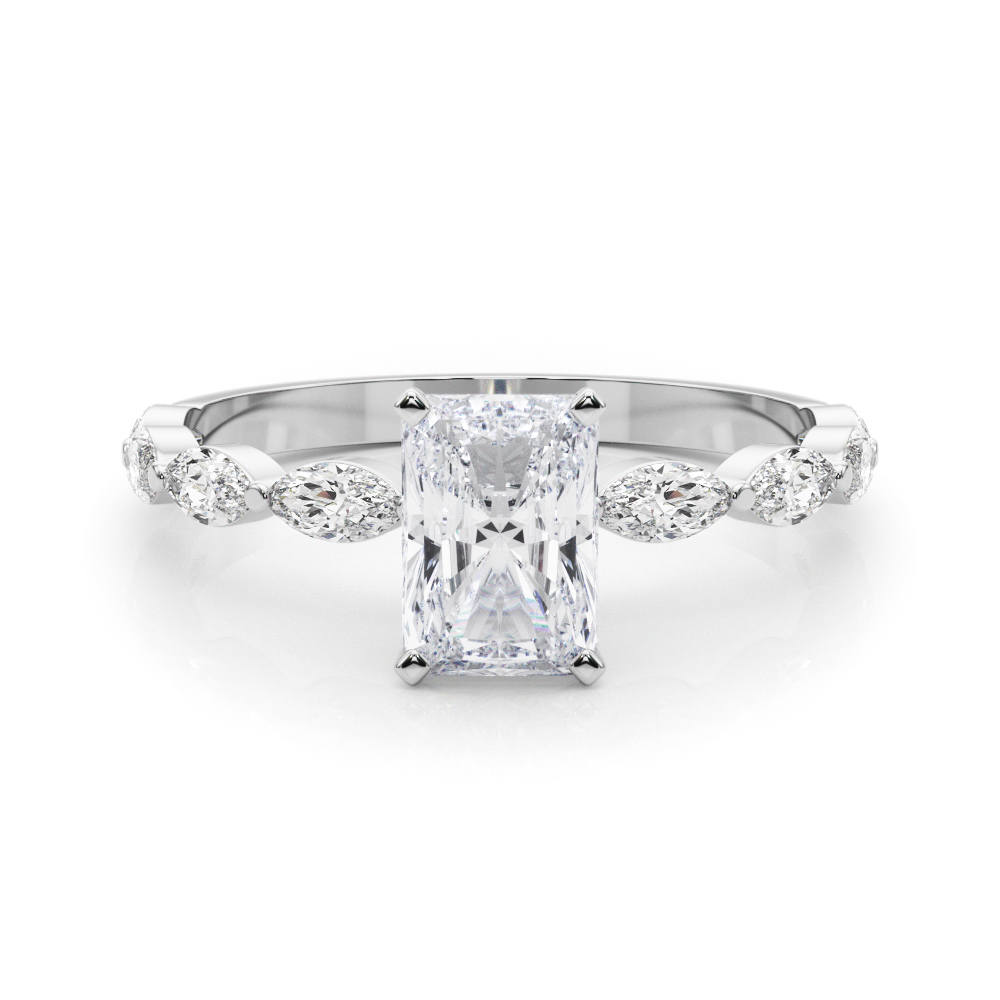 0.2 Ct Lab-Created Diamond Radiant Cut Serin  Side Stone Engagement Rings in Silver 925