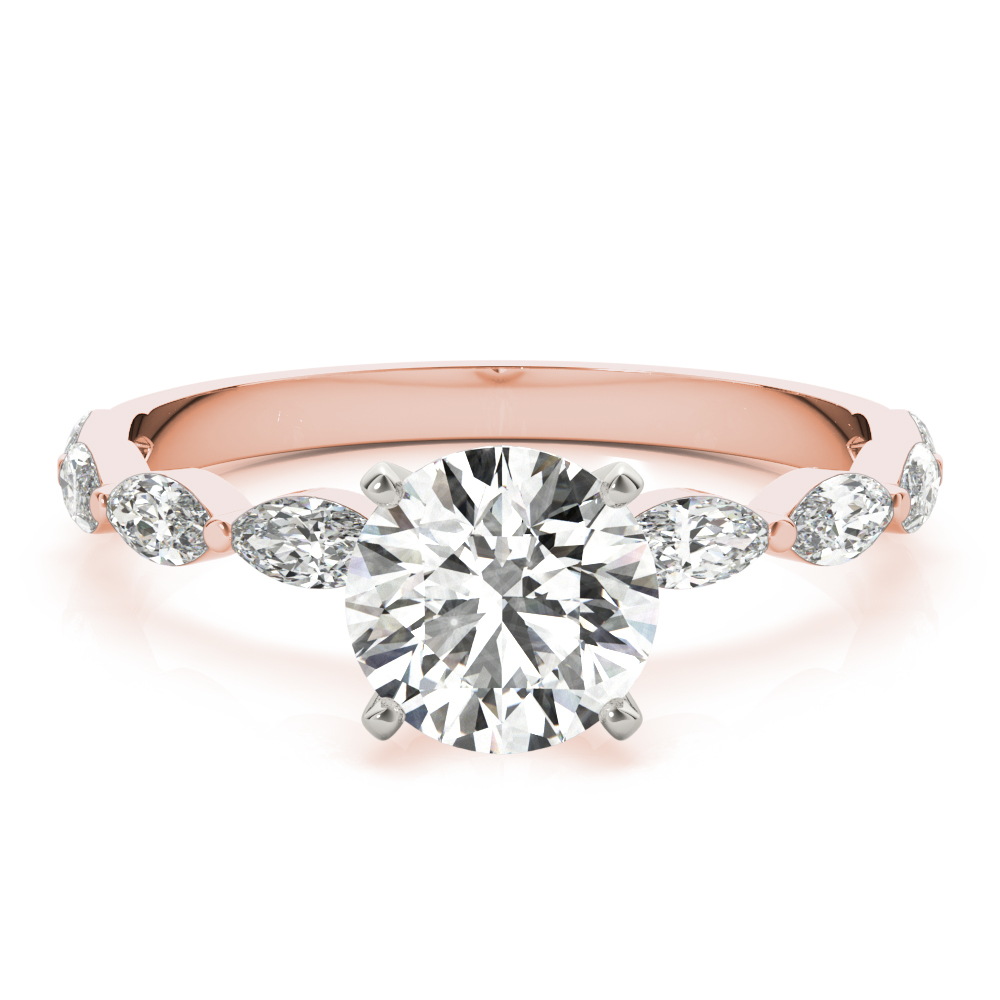 0.2 Ct Natural Diamond Round Cut Livisa  Side Stone Engagement Rings in Silver 925