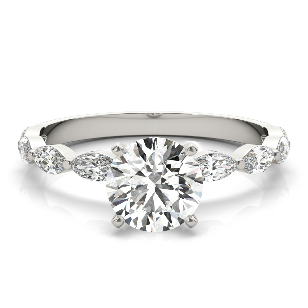 0.2 Ct Natural Diamond Round Cut Livisa  Side Stone Engagement Rings in Silver 925