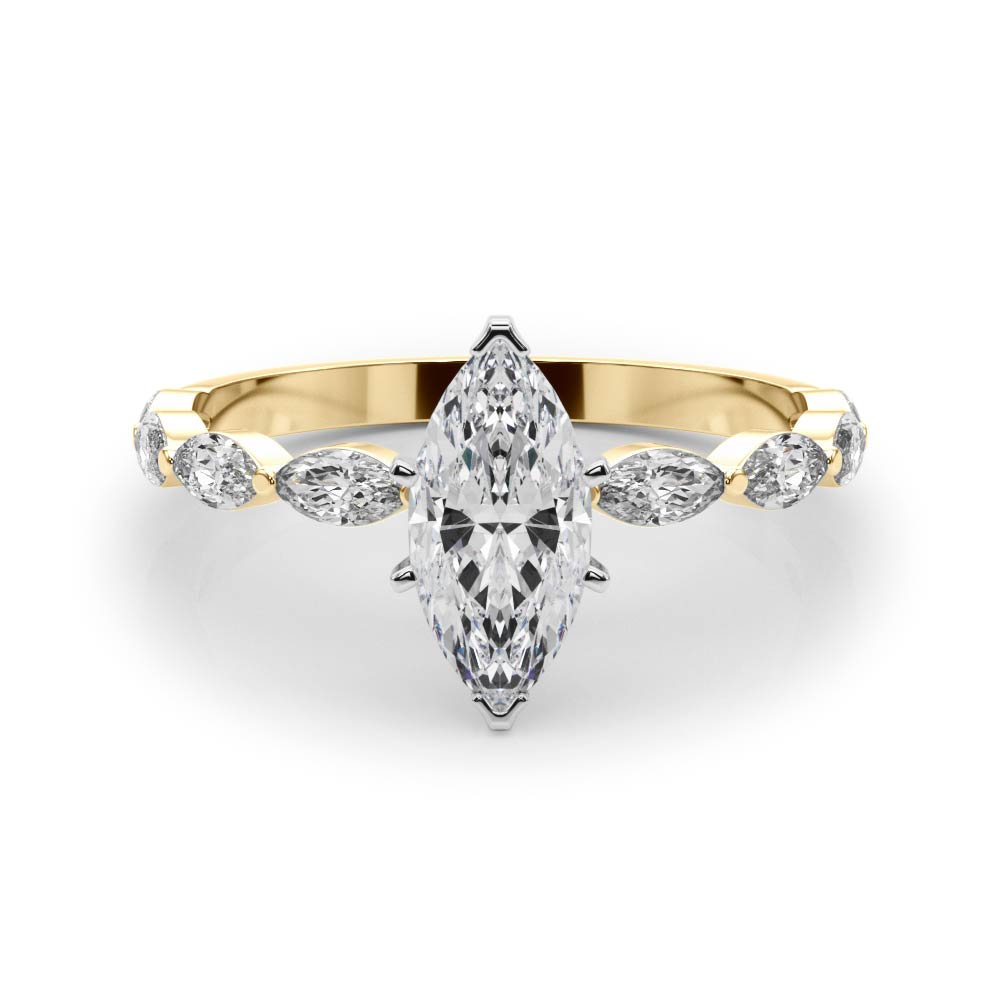 0.2 Ct Natural Diamond Marquise Cut Livisa  Side Stone Engagement Rings in Silver 925