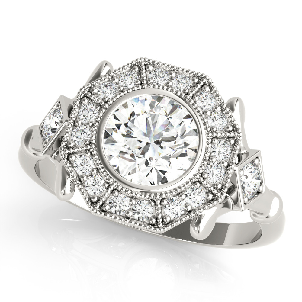 0.2 Ct Natural Round Cut Layna  Halo Diamond Rings in Silver 925