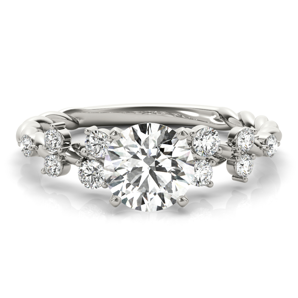 0.2 Ct Lab Grown Diamond Round Cut Zeona  Side Stone Engagement Rings in Silver 925