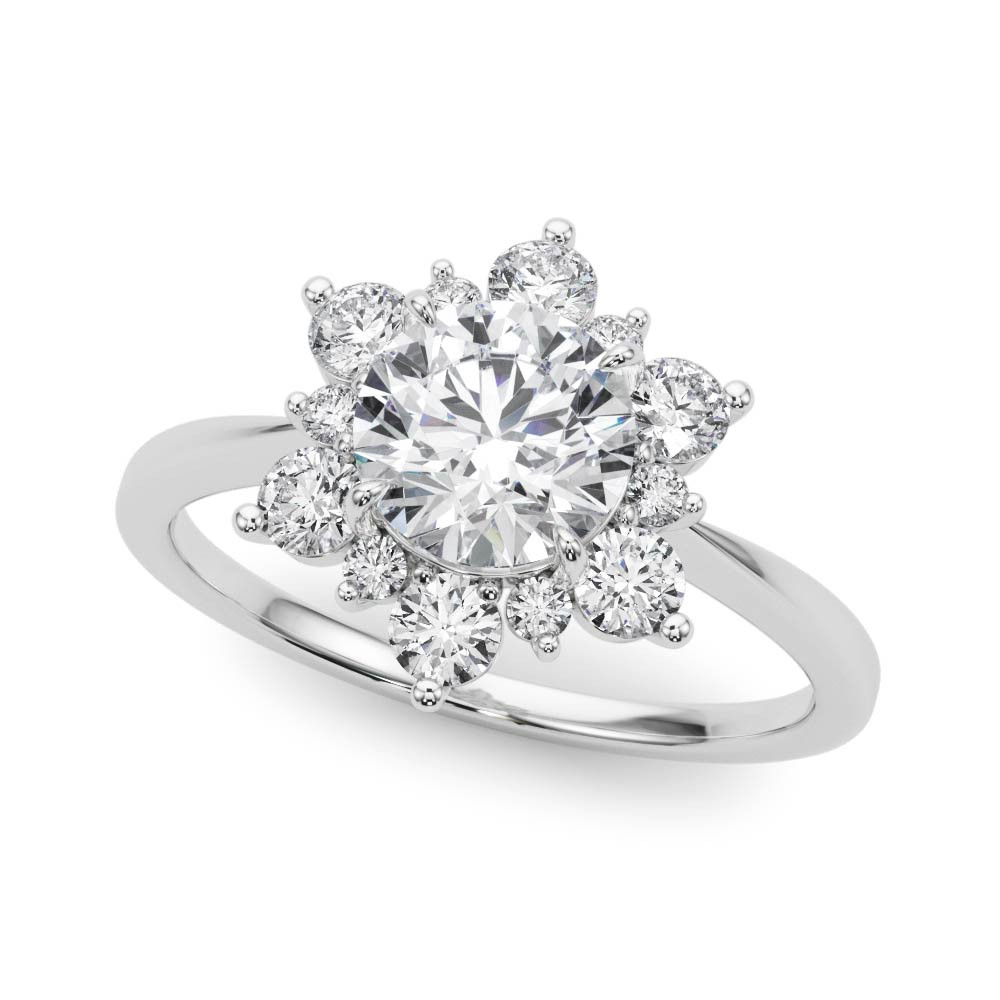 0.2 Ct Natural Round Cut Jaelani  Halo Diamond Rings in Silver 925