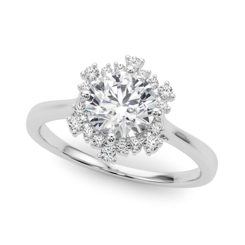 0.2 Ct Natural Round Cut Kaelynn  Halo Diamond Rings in Silver 925