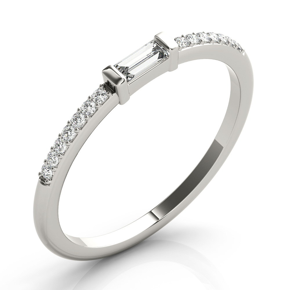 Lakerin Lab Grown Bar Set Side Stone Diamond Ring