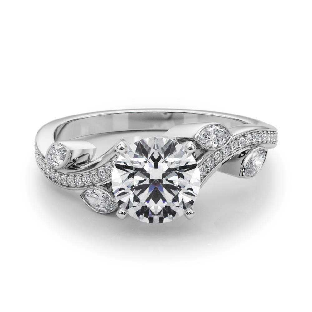 0.2 Ct Lab Grown Diamond Round Cut Jessyna  Side Stone Engagement Rings in Silver 925