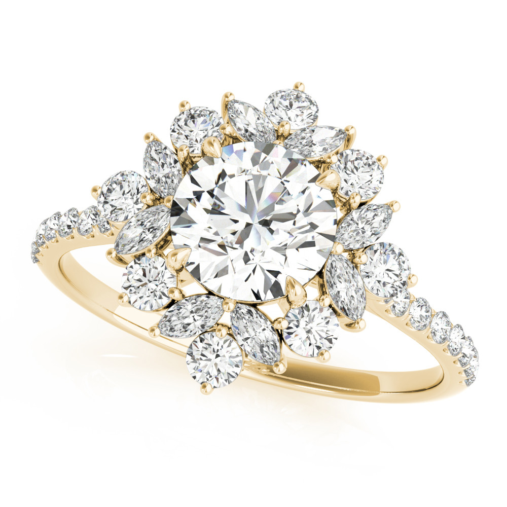 0.2 Ct Natural Round Cut Klover  Halo Diamond Rings in Silver 925