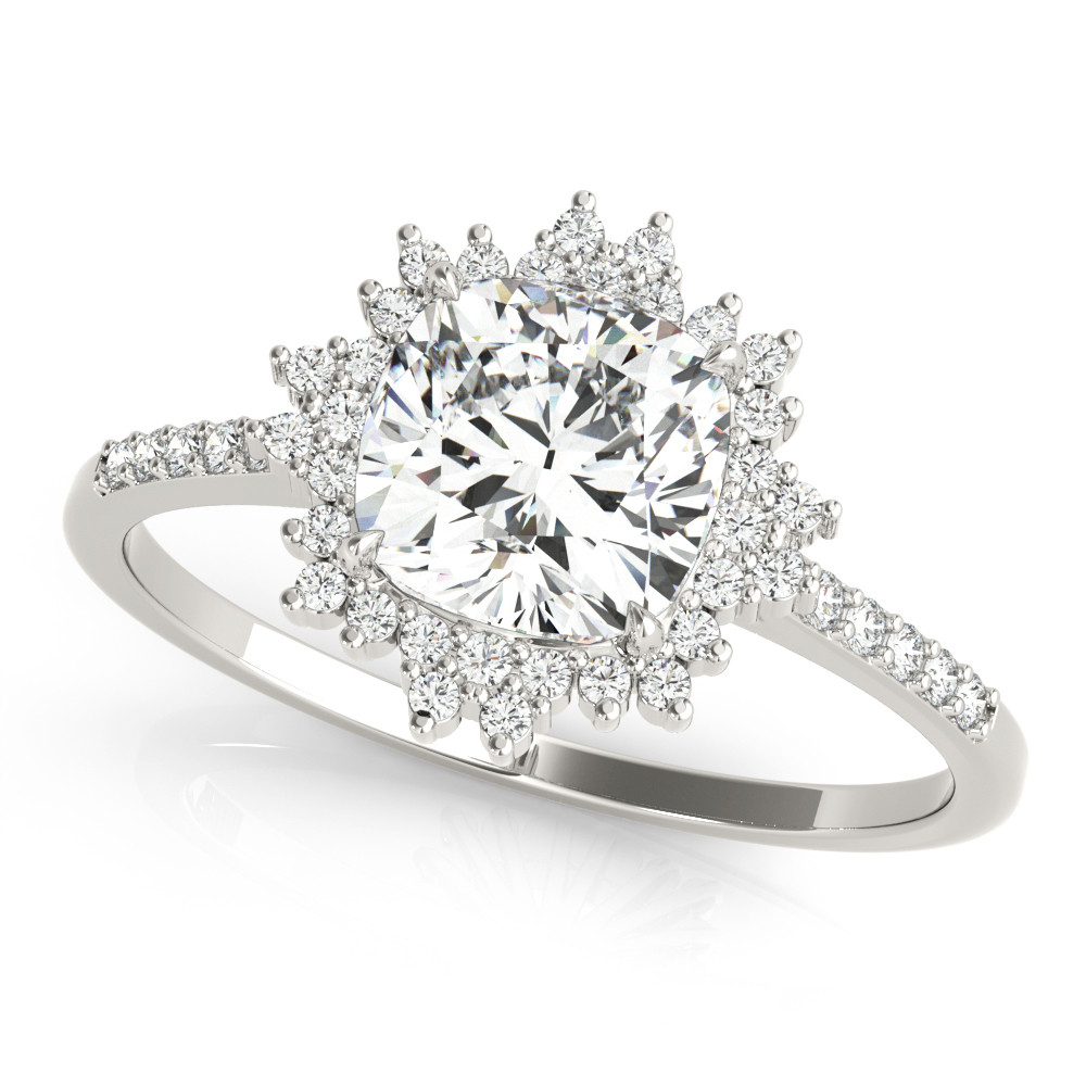 0.2 Ct Natural Round Cut Lindsay  Halo Diamond Rings in Silver 925