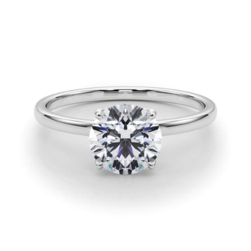 0.1 Ct Natural Round Cut Maiya  Solitaire Diamond Rings in 14K White Gold