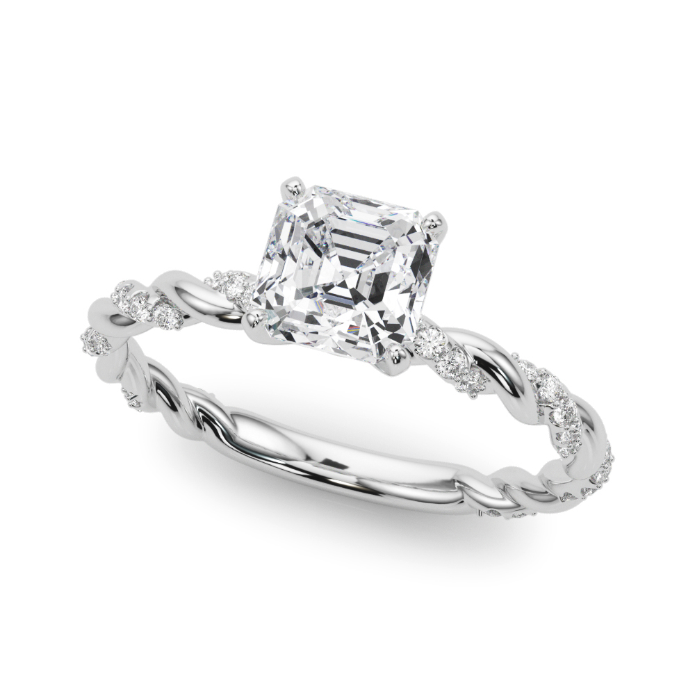 Zari Natural Diamond 4 Prong Setting Side Stone Engagement Ring