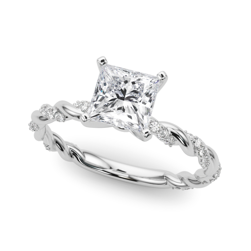 Zena Natural Diamond 4 Prong Setting Side Stone Engagement Ring