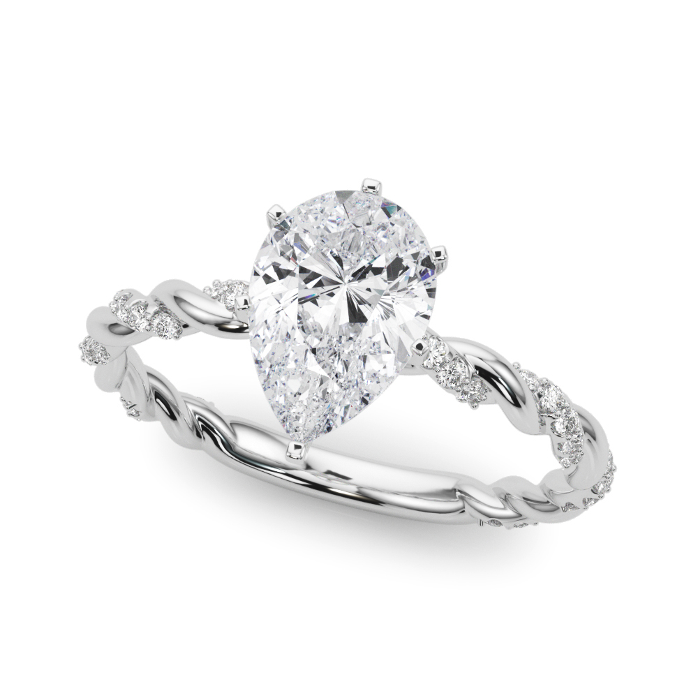 Zaniya Natural Diamond 6 Prong Setting Side Stone Engagement Ring